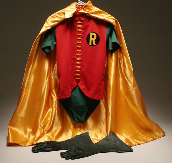 Batman 1966 Classic Robin Burt Ward Cosplay Costume Combinaison Cape Halloween